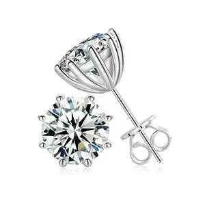 18K White Gold Over Solid 925 Silver Genuine VVS Moissanite - CaratixJewelry
